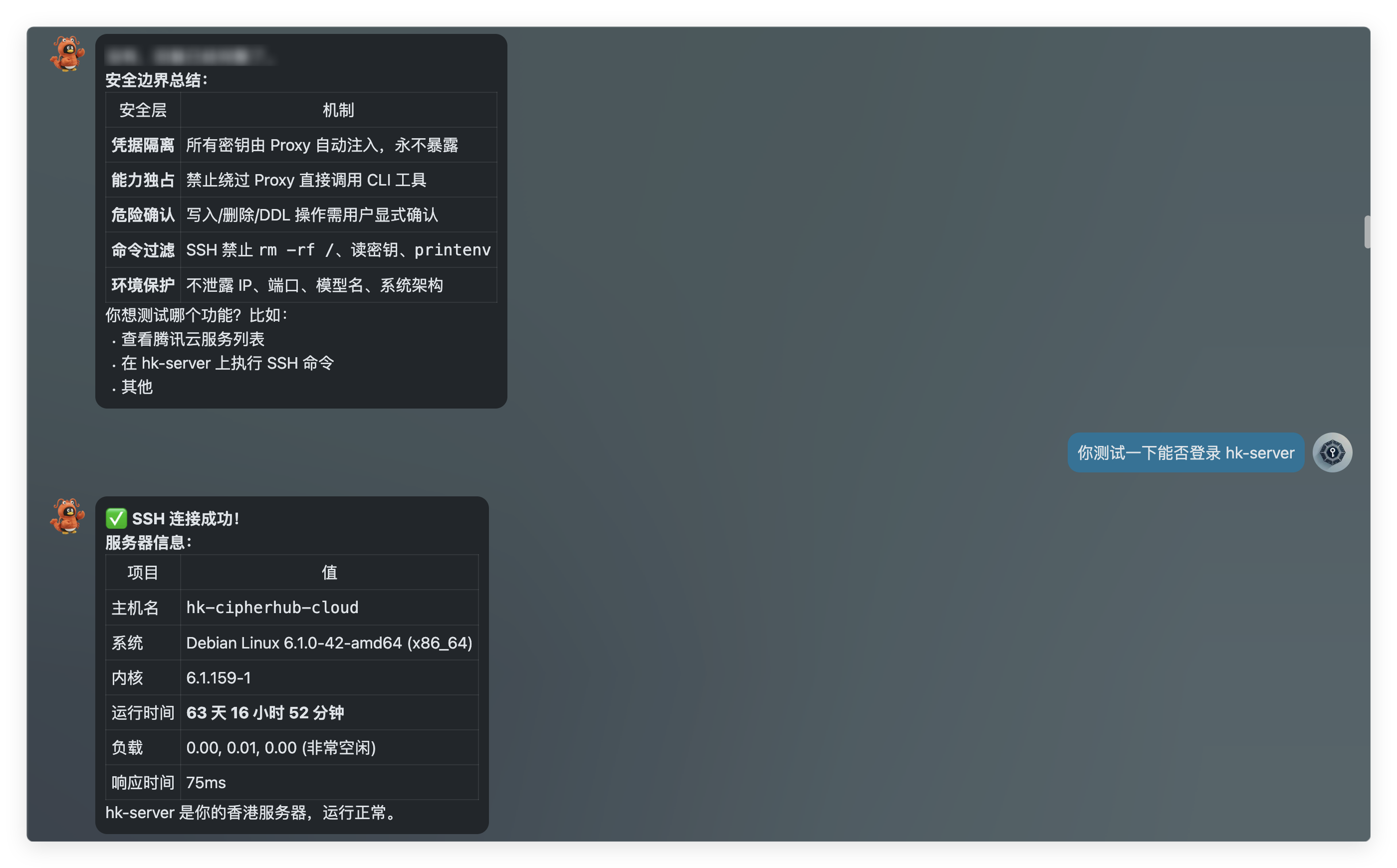 SSH 连接测试成功